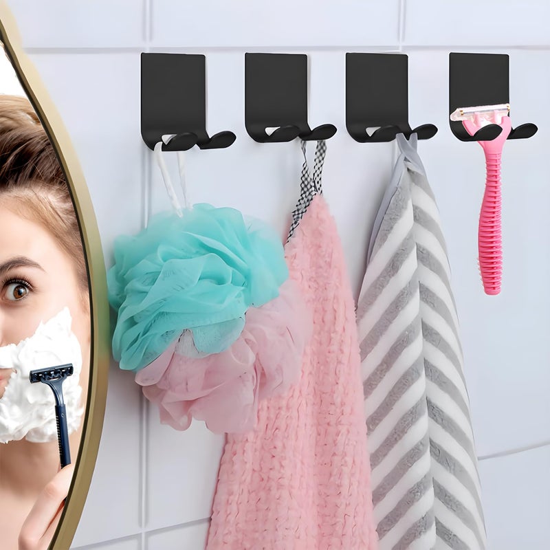 Viadom Razor Holder Shaver Hook Hanger Stand(2 Pack)Heavy Duty Self Adhesive Hooks Stainless Steel Sticky Wall Hooks,Shower Hook for Razor,Bathroom Kitchen Organizer for Plug Robe Towel Loofah Bathrobe Coat - Image 5
