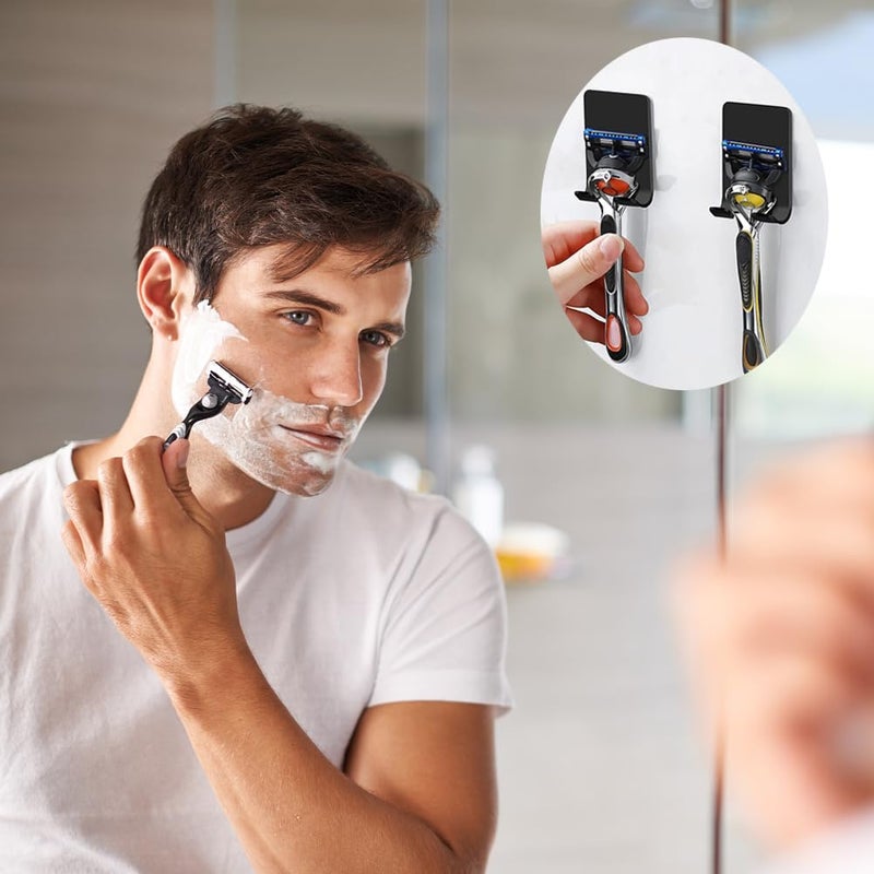 Viadom Razor Holder Shaver Hook Hanger Stand(2 Pack)Heavy Duty Self Adhesive Hooks Stainless Steel Sticky Wall Hooks,Shower Hook for Razor,Bathroom Kitchen Organizer for Plug Robe Towel Loofah Bathrobe Coat - Image 4