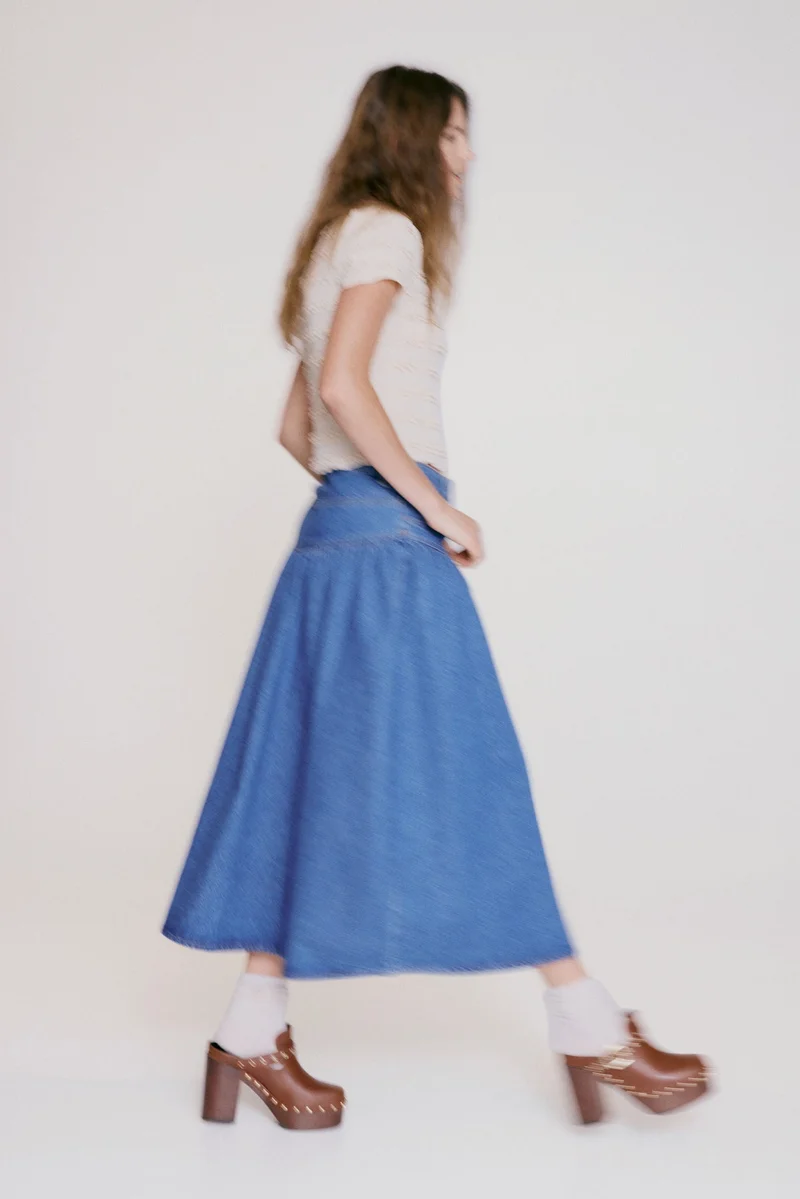 H&M Gathered denim skirt