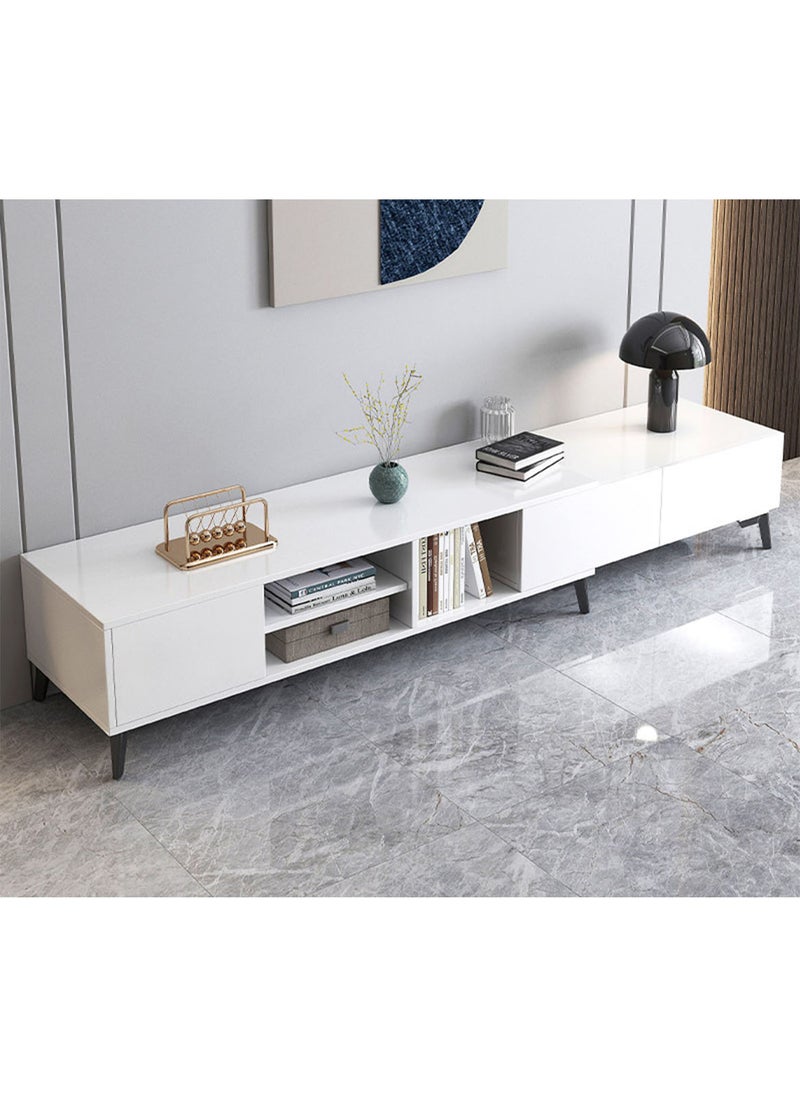 Sharpdo خزانة تلفزيون بسيطة حديثة لغرفة المعيشة، خزينة تخزين بطول قابل للسحب، تقسيم تخزين (170-220)*30*40سم - Image 2