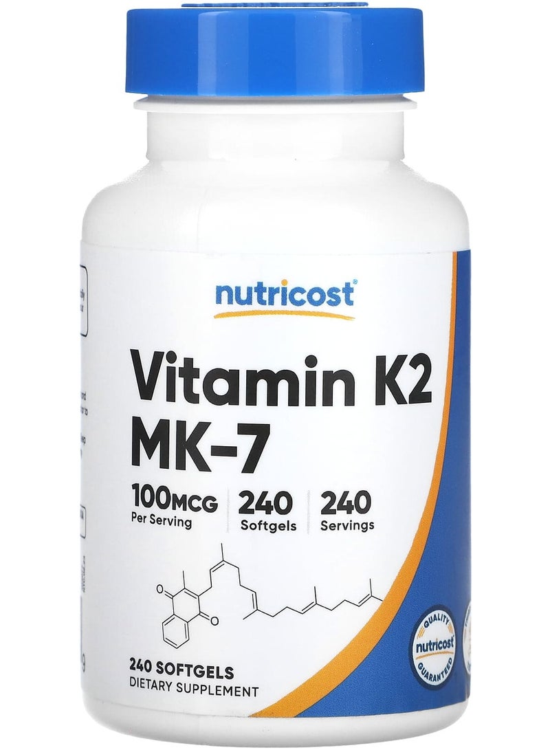 Nutricost Vitamin K2, 100 mcg, 240 Softgels