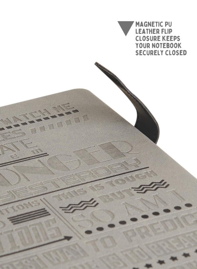 DOODLE A5 Premium Vegan Leather FlipBound Notebook | 8.25 x 5.7 |Undated 192 Pages, 80 GSM | Magnetic PU Leather Flip Closure | Lay Flat Design - Strong Willed (Grey) - Image 3
