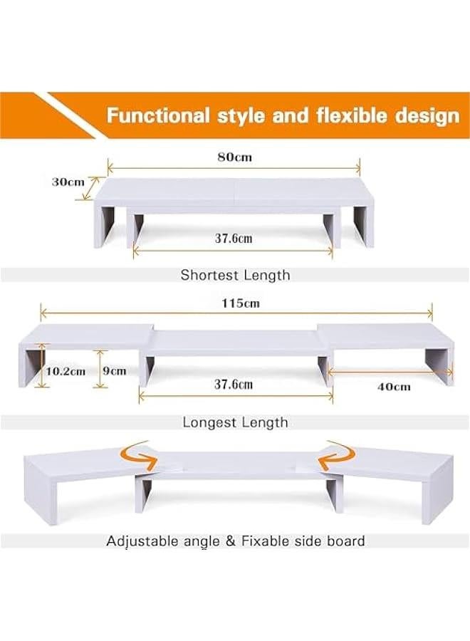 هوكور حامل شاشة مزدوج رافع لشاشتين، حامل شاشات متعدد الوظائف بطول وزاوية قابلين للتعديل، منظم للمكتب مناسب للابتوب وكمبيوتر وتلفزيون من تراسل (أبيض) - Image 4