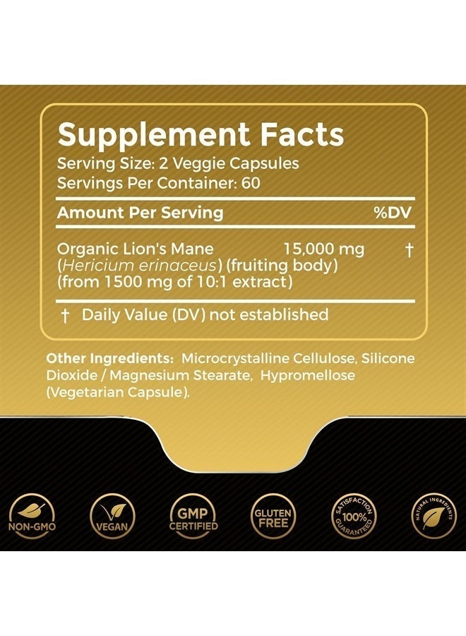 WELLNESS LABSRX Lions Mane Supplement Capsules - 120 Count - Mushroom Supplement - Image 2