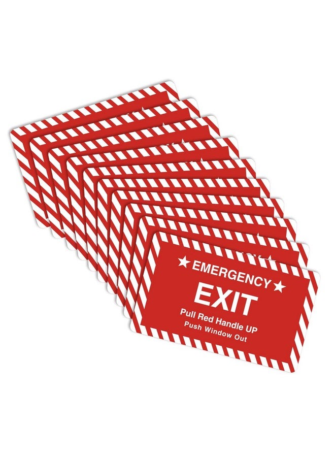 CORNERIA 10 Pack 3X4" Car Vehicle School Bus Train Red Hanle Emergency Exit Notice Warning Caution Signs Decal Sticker-Pull Red Handle Up,Push Window Out red  - Image 3