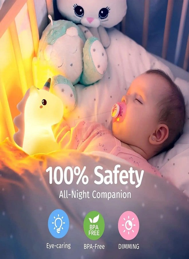 TLISMI مصباح ليلي LED سيليكوني بتصميم يونيكورن كرتوني لطيف من TLISMI للأطفال | قابل لإعادة الشحن، 7 ألوان متغيرة مع تحكم باللمس، إضاءة ألعاب لغرفة النوم، ديكور المدخل، هدية للأطفال الصغار والمراهقين، وهدية عيد ميلاد - Image 5