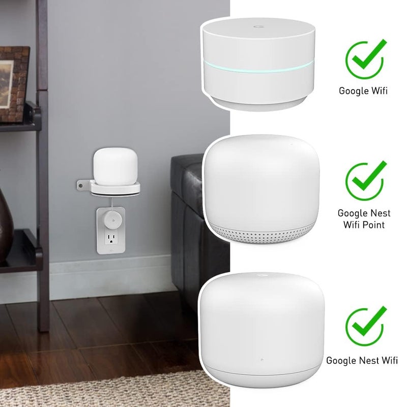 ABS Wall Mount Compatible with Nest WiFi Router- AC2200 Smart Home Wall Bracket Holder Shelf for Nest WiFi Point Built-in Cable Management White - Image 4