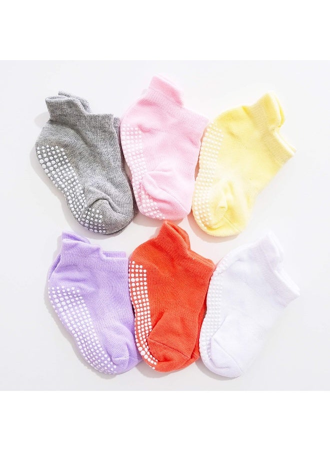 SHOWAY Unisex Kids Non Slip Ankle Socks For Infants 6 Pieces Non Slip Socks (pack of 6) - Image 3