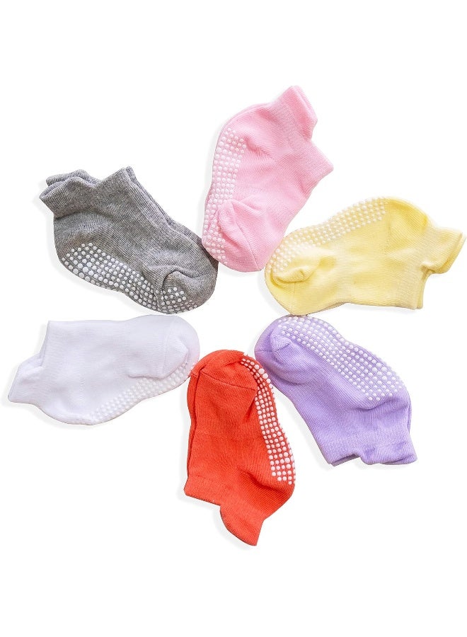 SHOWAY Unisex Kids Non Slip Ankle Socks For Infants 6 Pieces Non Slip Socks (pack of 6) - Image 1