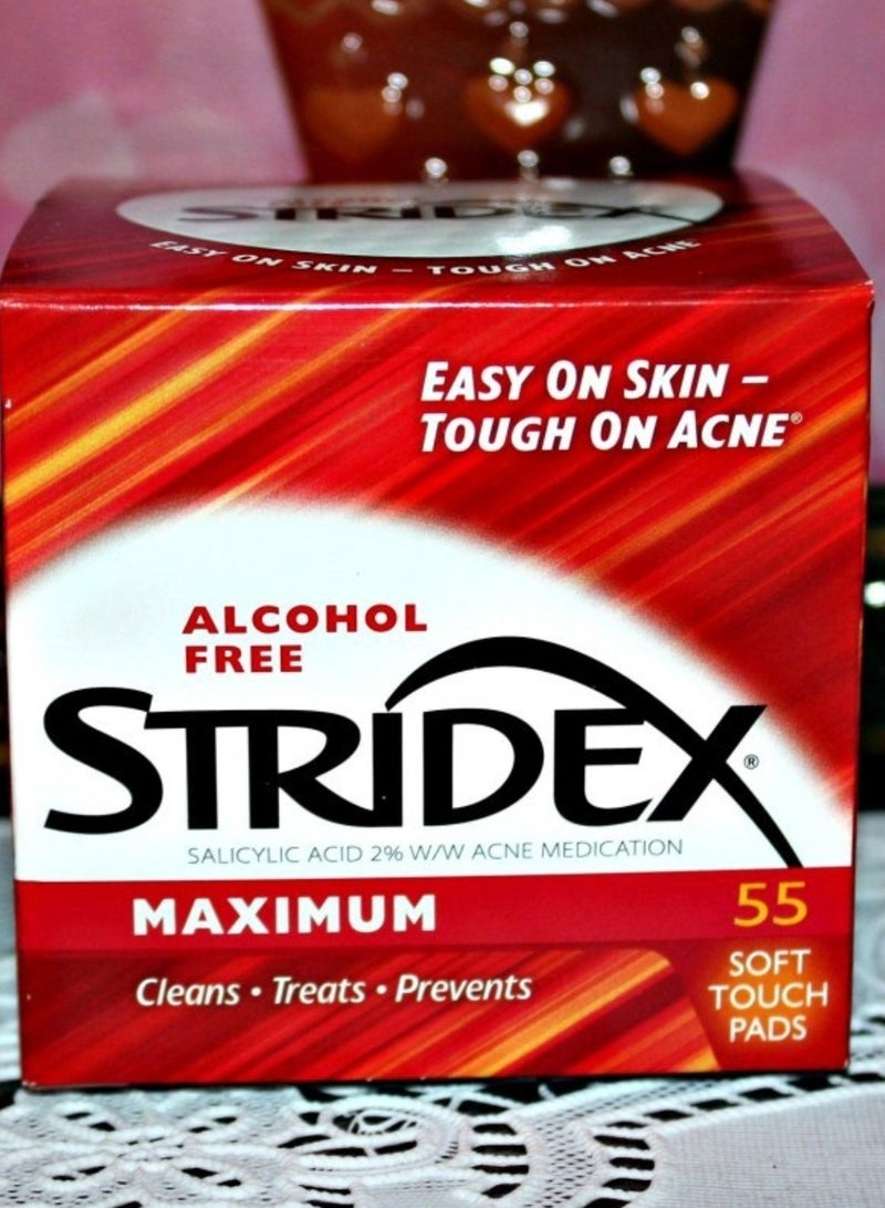 سترايدكس ستريدكس لطيف على البشرة قوي على حب الشباب خالي من الكحول 55وسادة