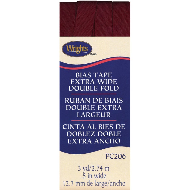 Wright Products 117-206-2303 Double Fold Bias Tape, 1/2 by 3-Yard, Ox Blood