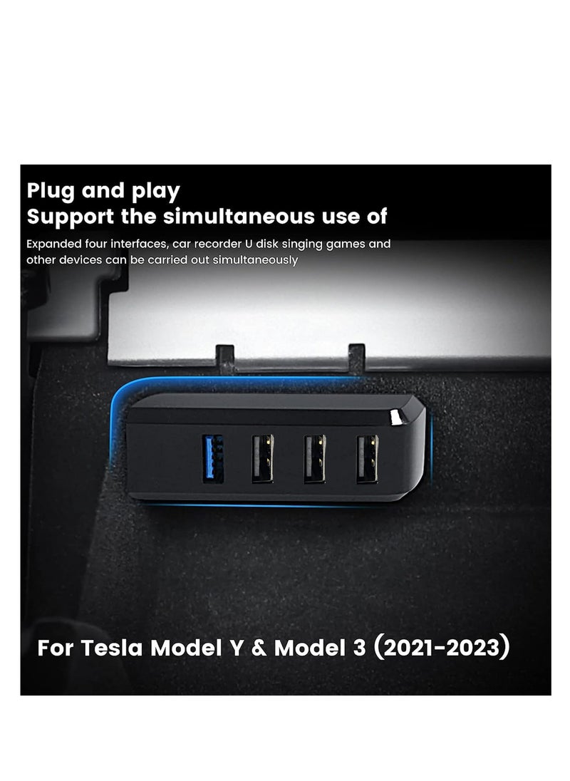 Generic - Glove Box USB Hub for Tesla Model 3/Y 2021-2023, 4-in-1 Multiport Dash Cam Flash Drive Charger Glovebox Extension Docking Station for Tesla Car Accessories, Made of ABS+PC Materials - Image 1