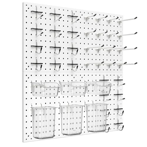 Daanxw Peg Board Kit, Includes Pegboard and Accessories,with Hooks and Bins,Peg Board Wall Organizer for Office,Ornaments Display,Crafts Organization (66, White) - Image 1