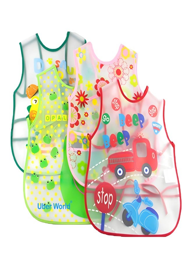 Uber World Waterproof Apron | Plastic Bib | Feeding Bibs | Washable and Reusable | Baby Feeding Products |Full Torso Coverage Apron for Toddlers 1-5 Year (3) - Image 1