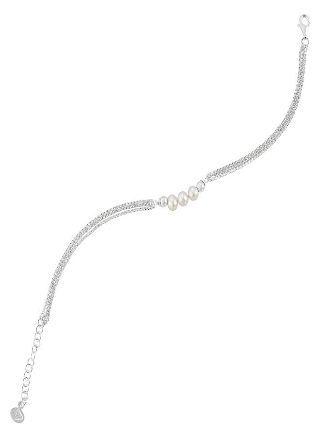 Silpada 'Pearl City' Sterling Silver Freshwater Pearl Chain Bracelet, 7" + 1" - Image 2