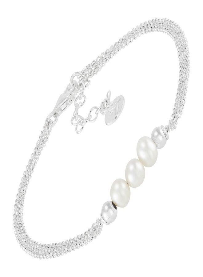Silpada 'Pearl City' Sterling Silver Freshwater Pearl Chain Bracelet, 7" + 1" - Image 1