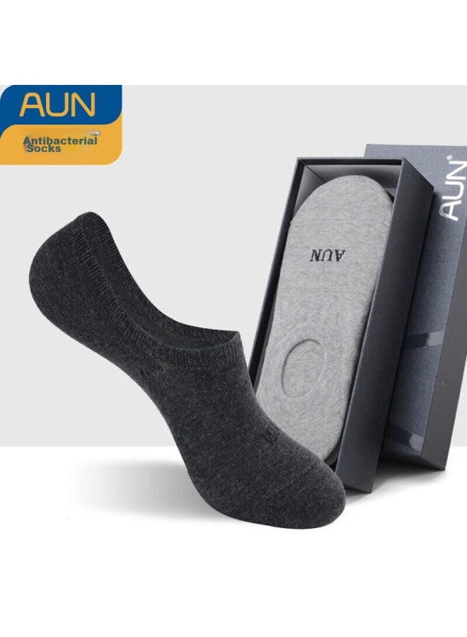 AUN Aun Men's Socks, Silver Ion Odor-resistant Socks, Invisible Socks, Thin Breathable Antibacterial Solid Color Boat Socks For Men, One Size Fits All - Image 3