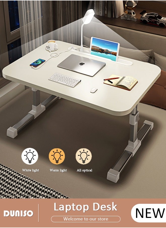 DUNISO - Laptop Desk for Bed, Adjustable Laptop Bed Tray Table With Eye-protection lamp, Portable Lap Desks with USB Charge Port and Foldable Legs for Computer and Laptop - Image 1