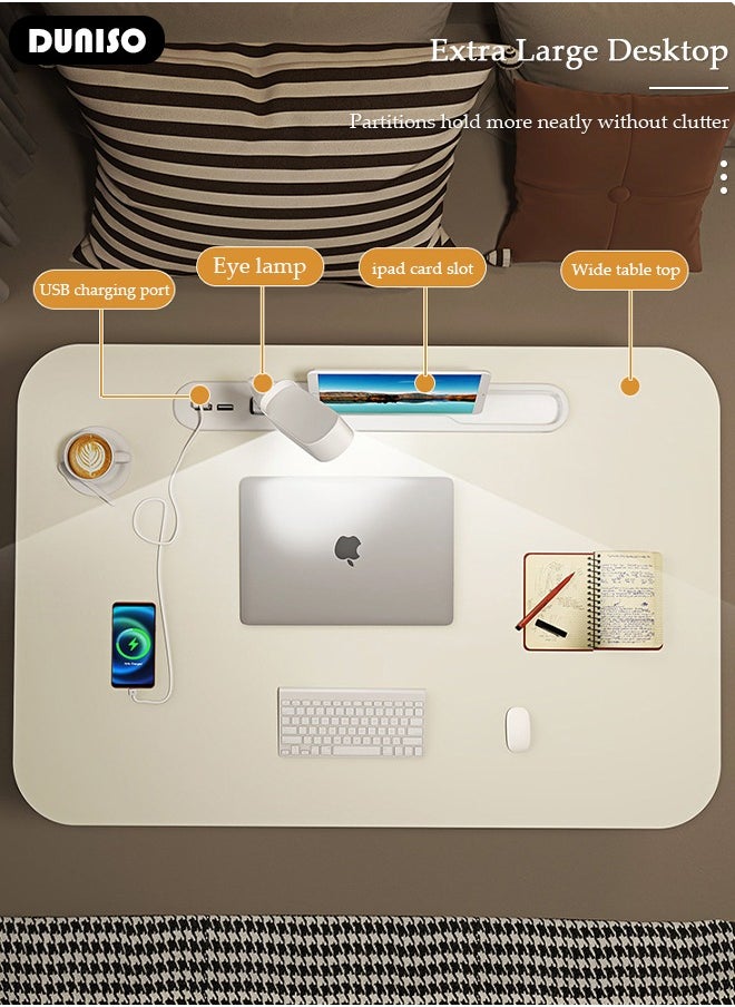 DUNISO - Laptop Desk for Bed, Adjustable Laptop Bed Tray Table With Eye-protection lamp, Portable Lap Desks with USB Charge Port and Foldable Legs for Computer and Laptop - Image 1