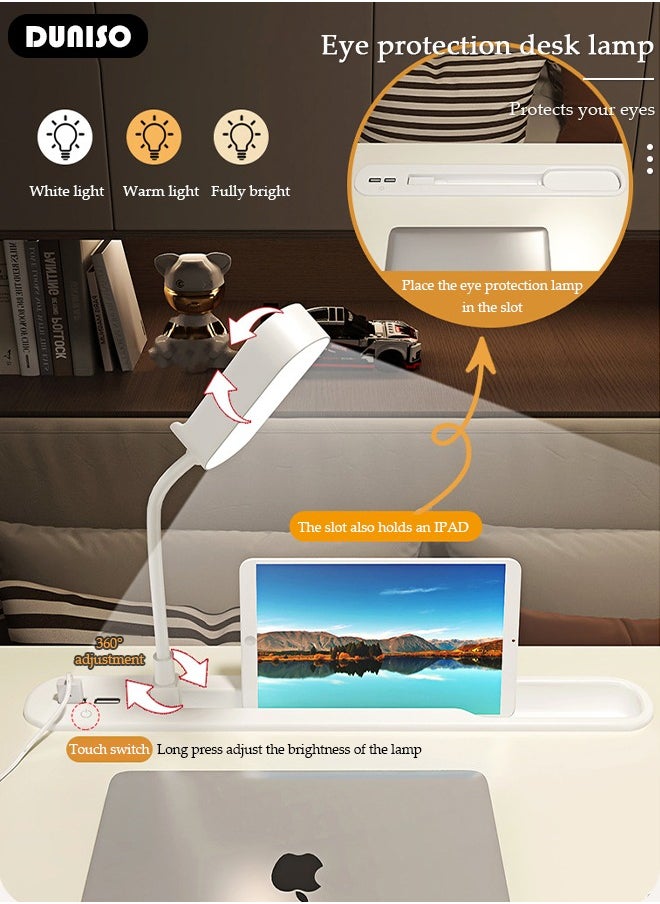 DUNISO - Laptop Desk for Bed, Adjustable Laptop Bed Tray Table With Eye-protection lamp, Portable Lap Desks with USB Charge Port and Foldable Legs for Computer and Laptop - Image 1
