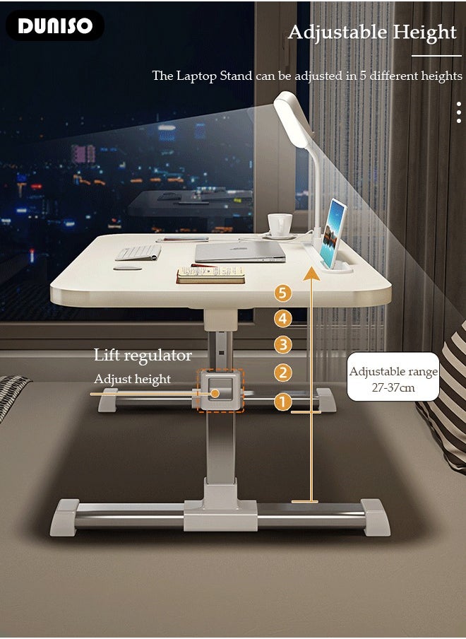 DUNISO - Laptop Desk for Bed, Adjustable Laptop Bed Tray Table With Eye-protection lamp, Portable Lap Desks with USB Charge Port and Foldable Legs for Computer and Laptop - Image 1