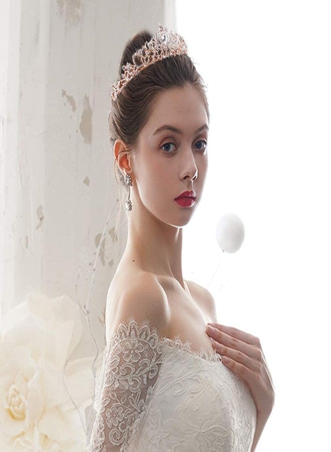 Didder Rose Gold Crystal Tiara Crown Headband Princess Elegant Crown with combs for Women Girls Bridal Wedding Prom Birthday Party - Image 4
