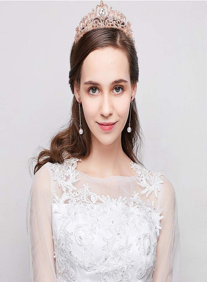 Didder Rose Gold Crystal Tiara Crown Headband Princess Elegant Crown with combs for Women Girls Bridal Wedding Prom Birthday Party - Image 2