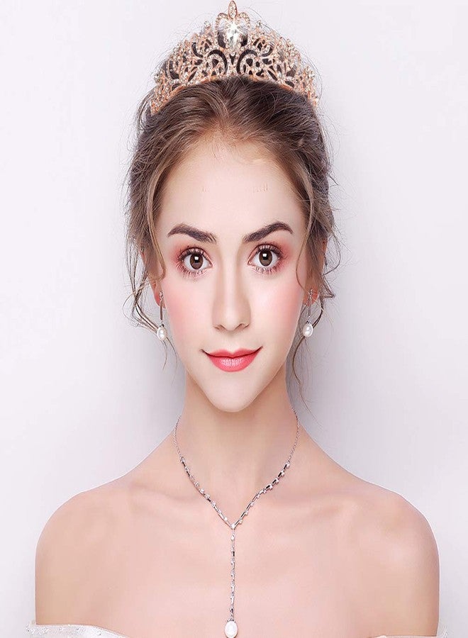 Didder Rose Gold Crystal Tiara Crown Headband Princess Elegant Crown with combs for Women Girls Bridal Wedding Prom Birthday Party - Image 3