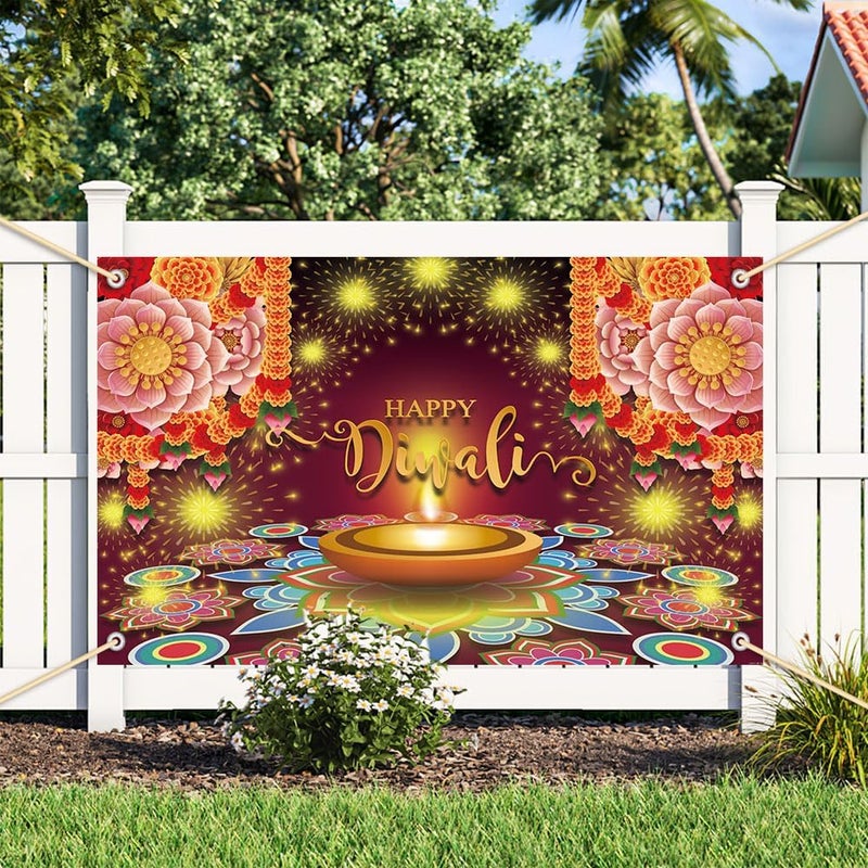 ARS Happy Diwali Backdrop for Home Diwali Banner Backdrop Festival of Lights Banner Deepavali Decorations Diwali Photo Booth Props Diwali Decorations - Image 4