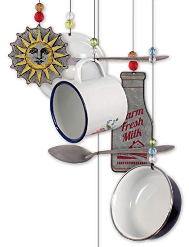 Sunset Vista Designs Milk Dish Metal and Enamel Wind Chime White - Image 3