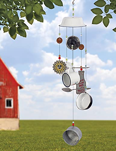 Sunset Vista Designs Milk Dish Metal and Enamel Wind Chime White - Image 2