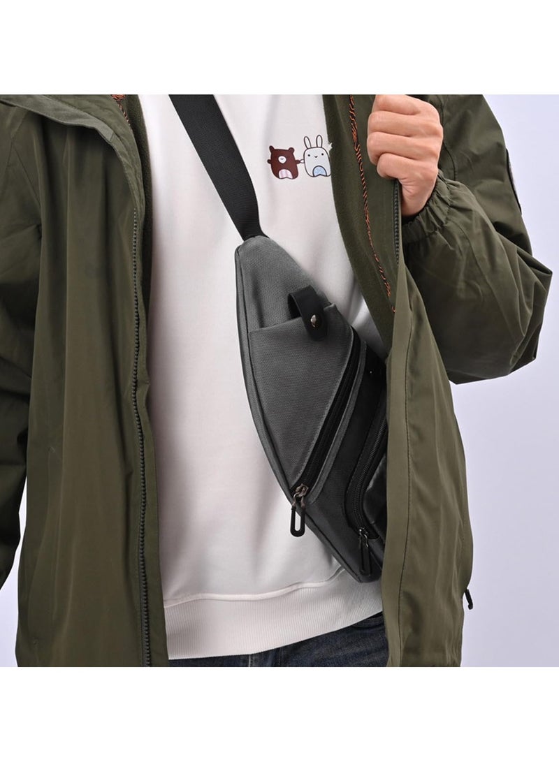 سيوسي حقيبة كروس صغيرة مضادة للسرقة، حقيبة ظهر للكتف والصدر، حقيبة جيب شخصية، حقيبة كتف بتصميم كلاسيكي للسفر والتنزه سيرًا على الأقدام والرياضة (رمادي) - Image 2