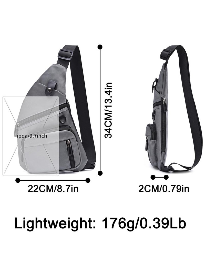 سيوسي حقيبة كروس صغيرة مضادة للسرقة، حقيبة ظهر للكتف والصدر، حقيبة جيب شخصية، حقيبة كتف بتصميم كلاسيكي للسفر والتنزه سيرًا على الأقدام والرياضة (رمادي) - Image 3