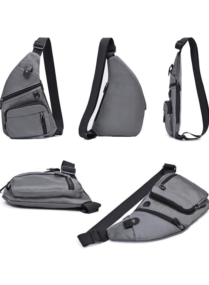 سيوسي حقيبة كروس صغيرة مضادة للسرقة، حقيبة ظهر للكتف والصدر، حقيبة جيب شخصية، حقيبة كتف بتصميم كلاسيكي للسفر والتنزه سيرًا على الأقدام والرياضة (رمادي) - Image 4