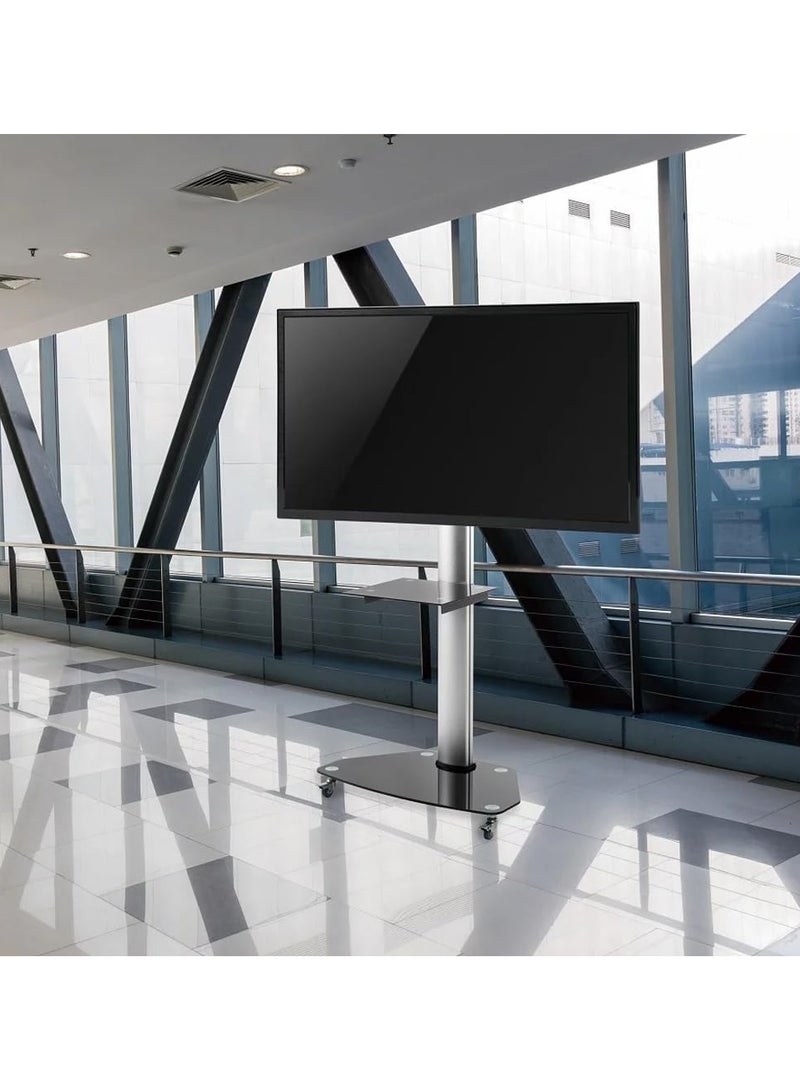 Skilltech Contemporary Height Adjustable TV Cart, 37"-70" Inch Screen Sizes, Up to 40kg Weight Capacity, Cable Management, Locking Casters, 180° Screen Rotatable, Matte Black - SH 400FS. - Image 5