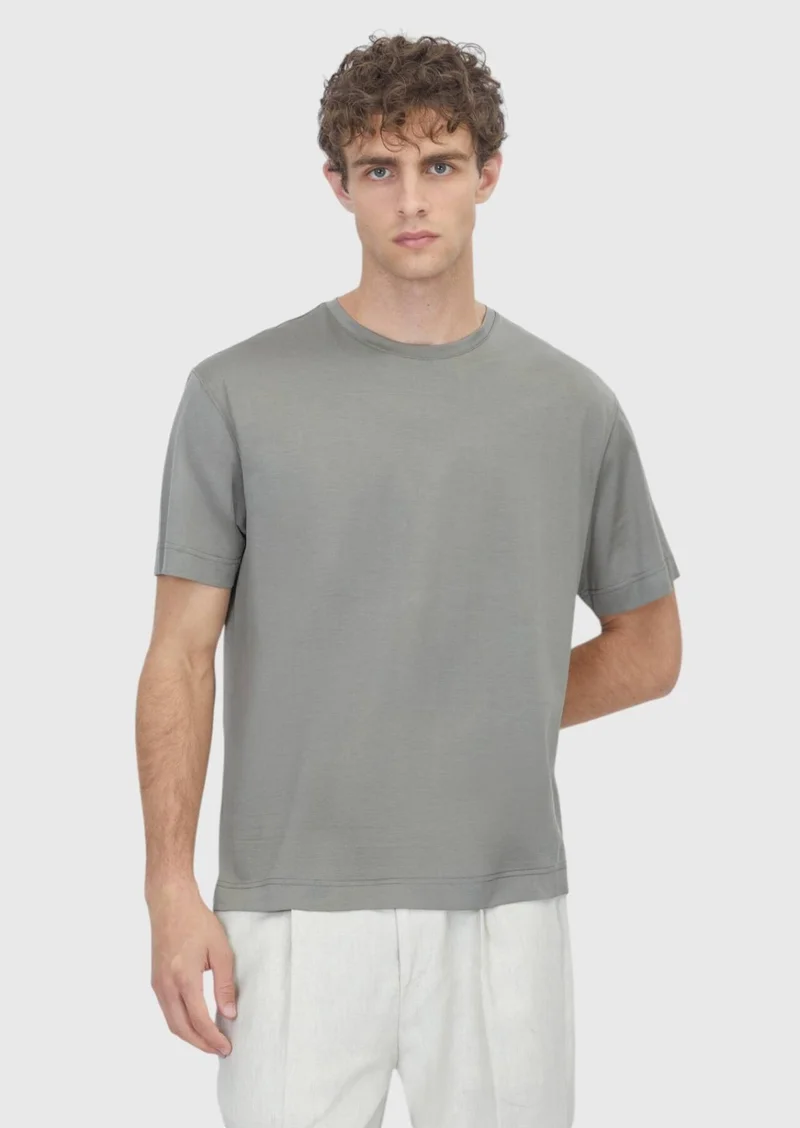 RAMSEY Mink Plain Cotton Blended T-Shirt