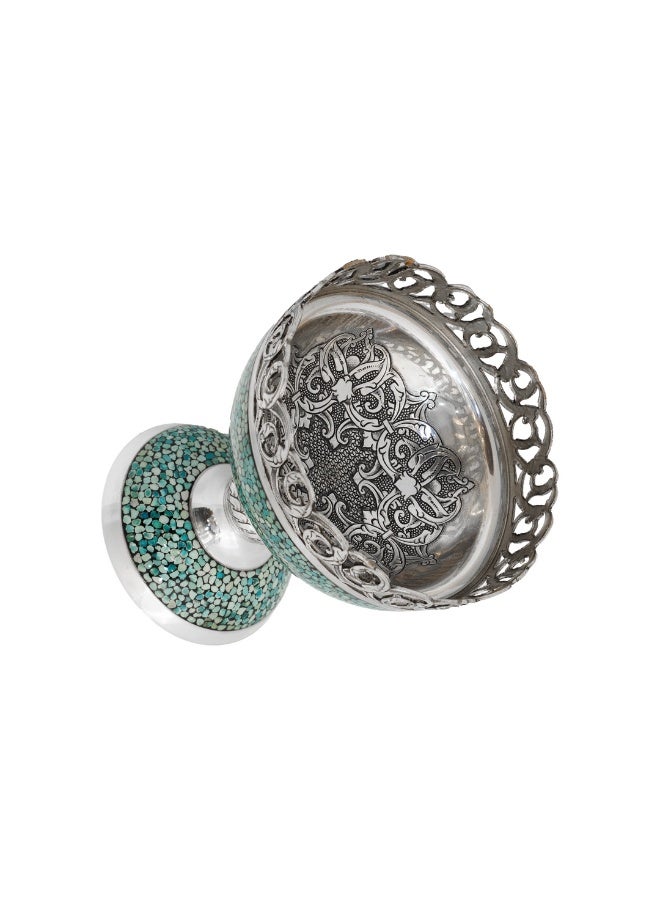 Aghajani Authentic Silver Chalice Latticed Nut Bowl 11cm, 99.9% Purity, Persian Heritage Luxury Decor - Image 4