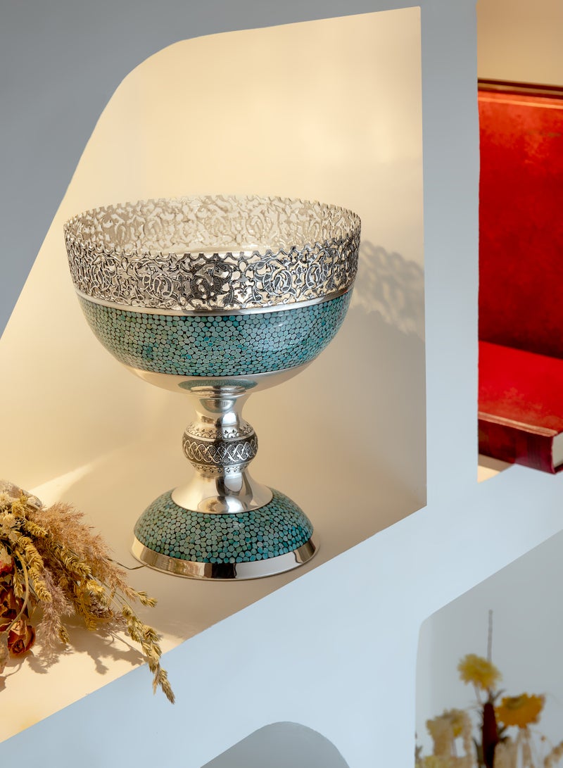 Aghajani Authentic Silver Chalice Latticed Nut Bowl 11cm, 99.9% Purity, Persian Heritage Luxury Decor - Image 1