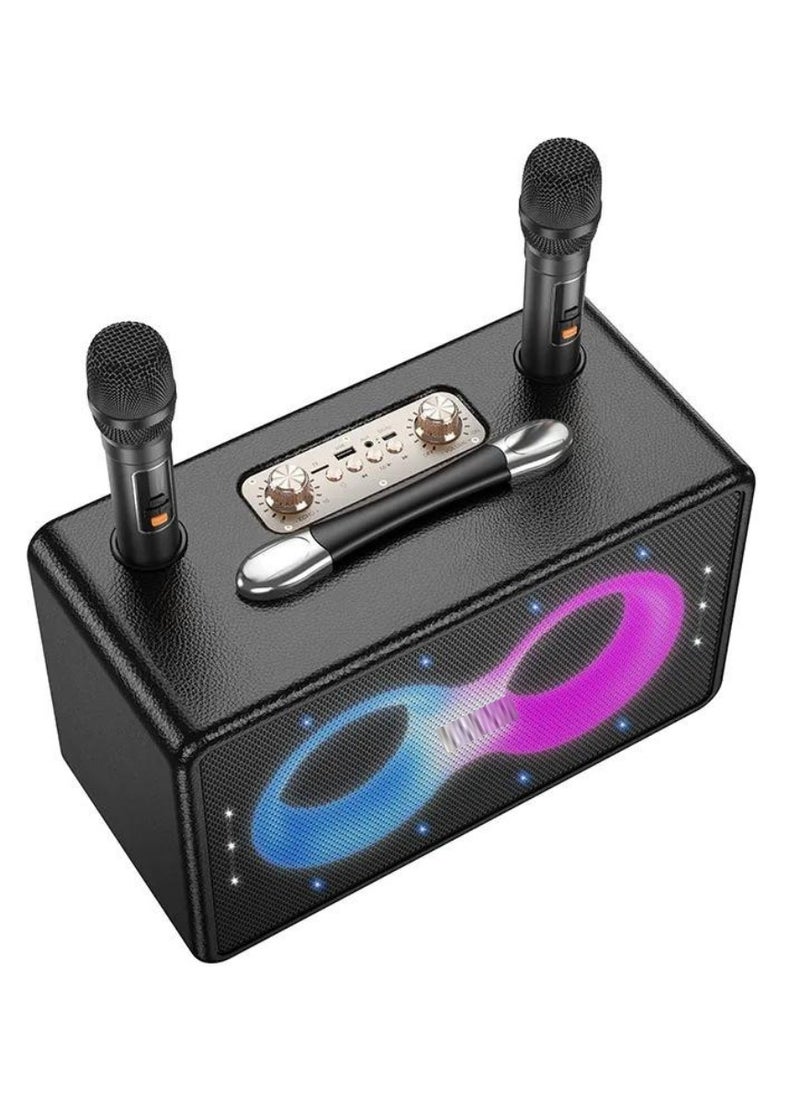 ELTRAZONE - Portable Bluetooth Speaker with Dual 15W Full-Range Drivers, 5W Tweeter & 60W Peak Output | Dual Wireless Microphones | RGB Strobe Lights | 2×3000mAh Battery | USB-C Fast Charging | 6H Music / 8H Mic Playtime | TF/USB/AUX Input | Reverb & Echo Control | Party Karaoke Speaker - Image 1