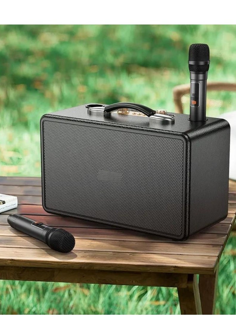 ELTRAZONE - Portable Bluetooth Speaker with Dual 15W Full-Range Drivers, 5W Tweeter & 60W Peak Output | Dual Wireless Microphones | RGB Strobe Lights | 2×3000mAh Battery | USB-C Fast Charging | 6H Music / 8H Mic Playtime | TF/USB/AUX Input | Reverb & Echo Control | Party Karaoke Speaker - Image 1