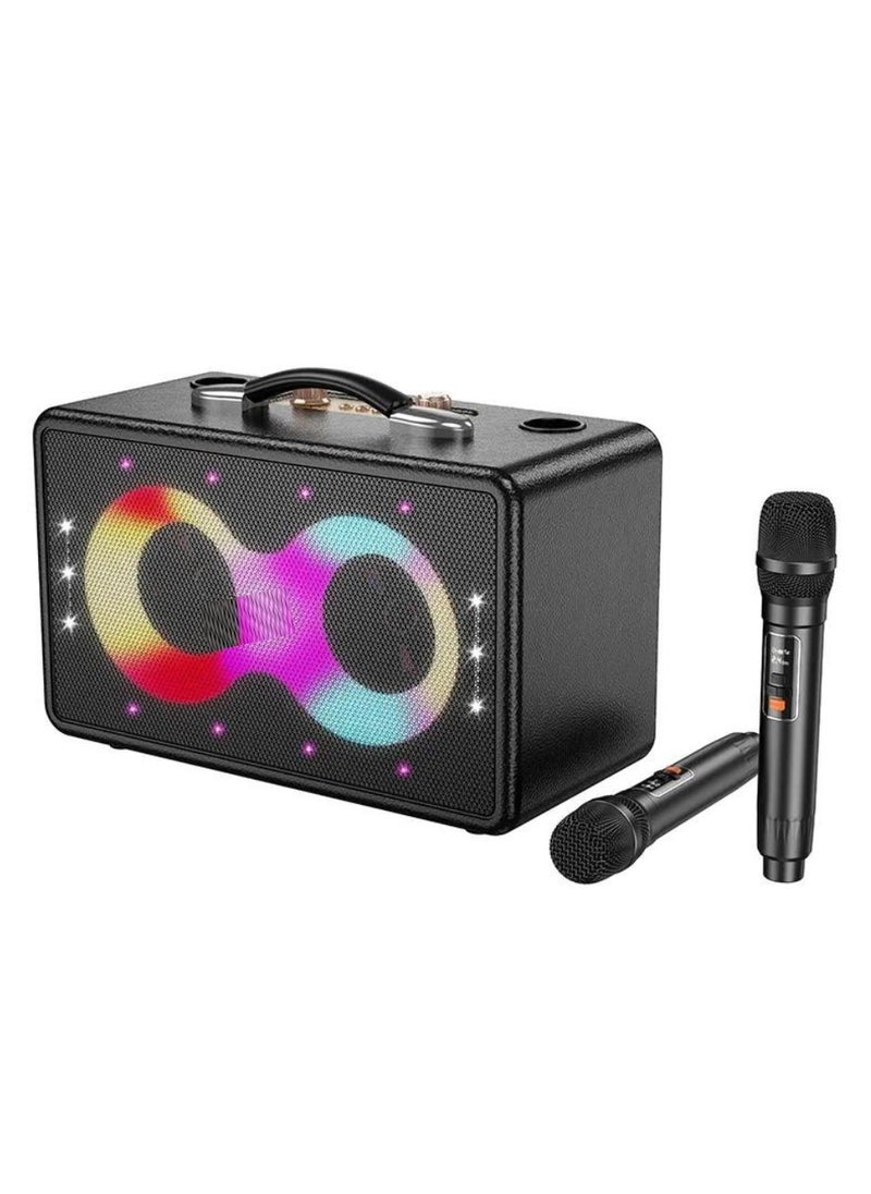 ELTRAZONE - Portable Bluetooth Speaker with Dual 15W Full-Range Drivers, 5W Tweeter & 60W Peak Output | Dual Wireless Microphones | RGB Strobe Lights | 2×3000mAh Battery | USB-C Fast Charging | 6H Music / 8H Mic Playtime | TF/USB/AUX Input | Reverb & Echo Control | Party Karaoke Speaker - Image 1