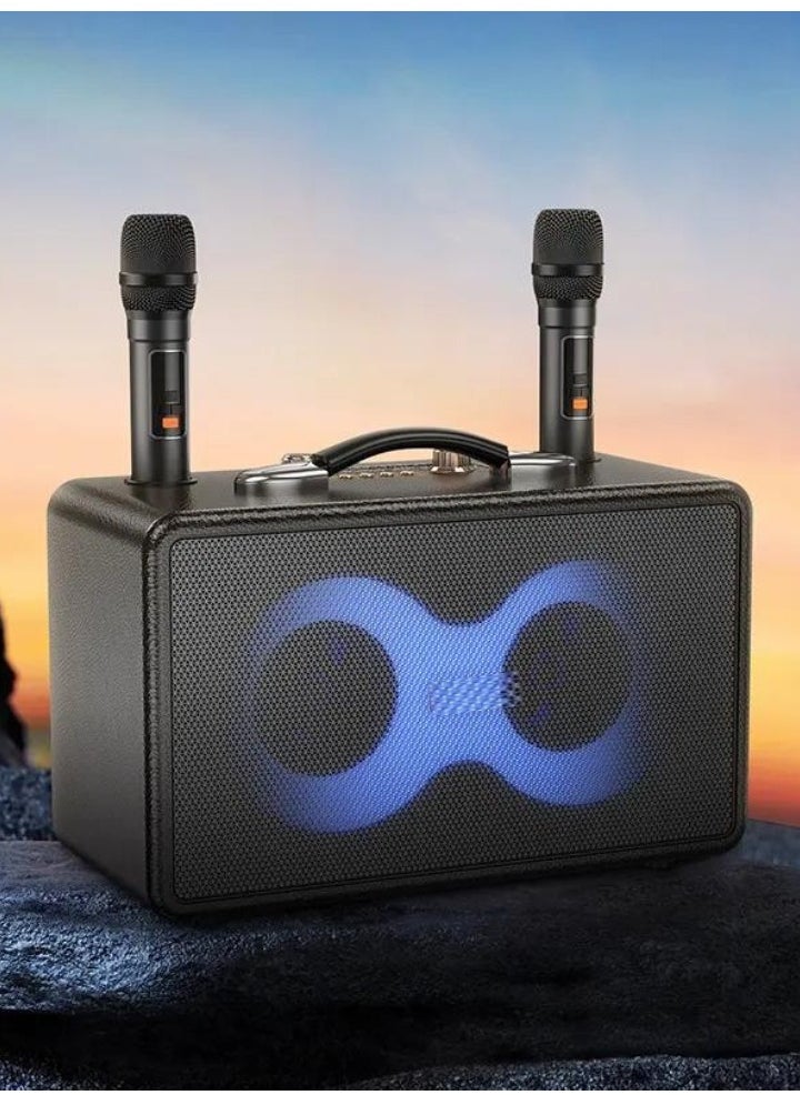 ELTRAZONE - Portable Bluetooth Speaker with Dual 15W Full-Range Drivers, 5W Tweeter & 60W Peak Output | Dual Wireless Microphones | RGB Strobe Lights | 2×3000mAh Battery | USB-C Fast Charging | 6H Music / 8H Mic Playtime | TF/USB/AUX Input | Reverb & Echo Control | Party Karaoke Speaker - Image 1