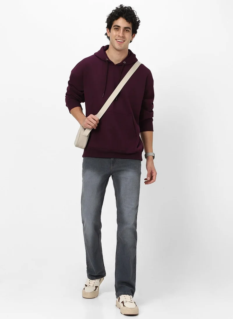 Urbano Fashion  Urbano Fashion Men's Potent Purple Cotton Solid Oversized Hooded Neck Sweatshirt for Men | Best Price UAE