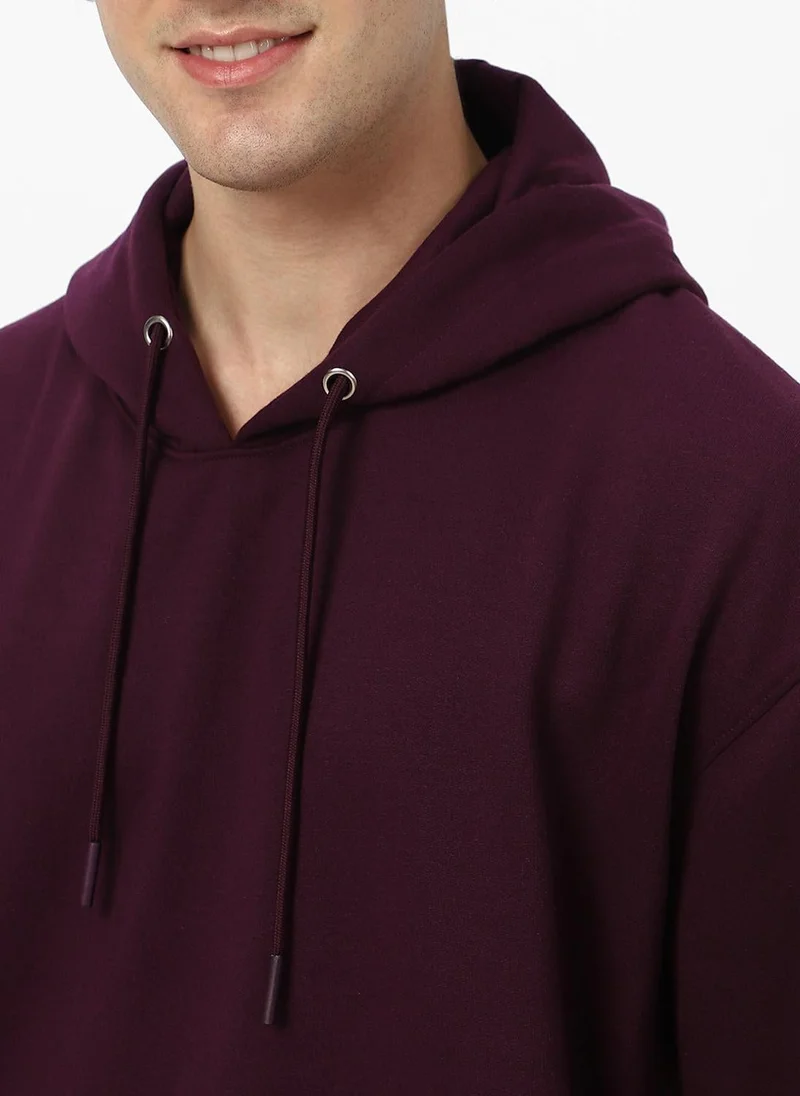 Urbano Fashion  Urbano Fashion Men's Potent Purple Cotton Solid Oversized Hooded Neck Sweatshirt for Men | Best Price UAE