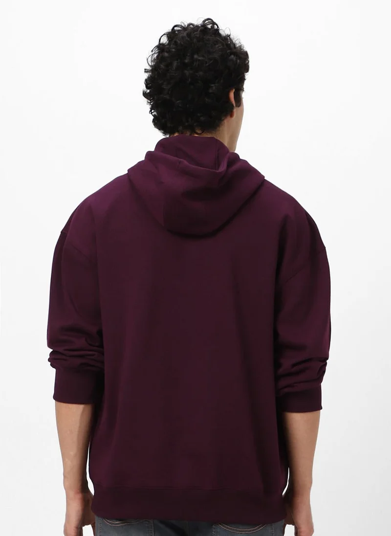 Urbano Fashion  Urbano Fashion Men's Potent Purple Cotton Solid Oversized Hooded Neck Sweatshirt for Men | Best Price UAE