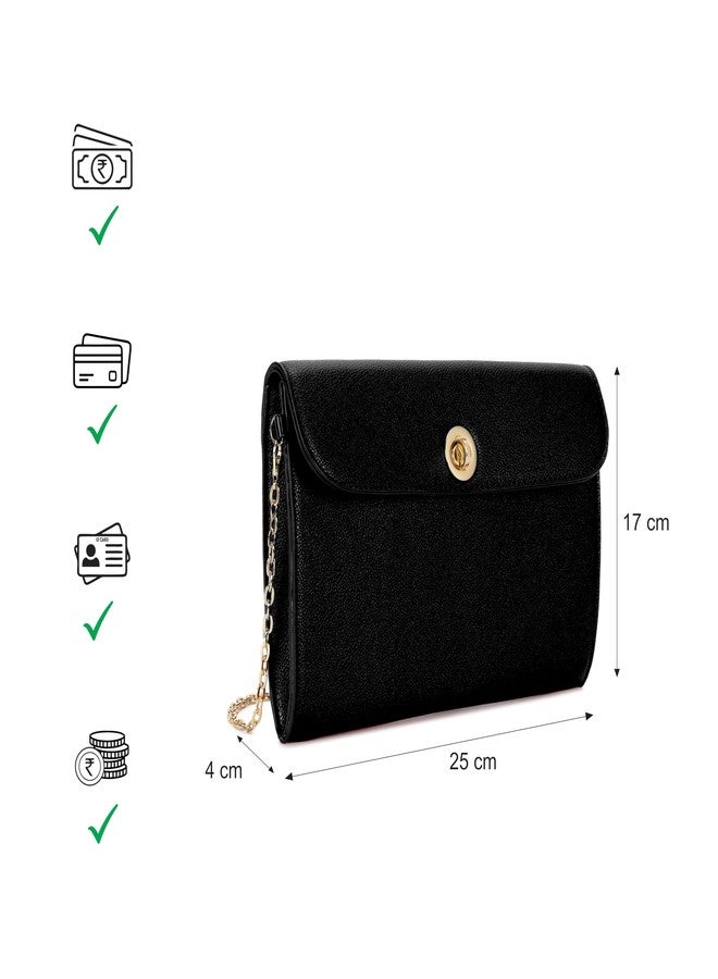 Fastrack Chain Reaction Sling Bag for Women | Medium Size with Flap Closure, Twist Lock and Gold Metal Chain | Stylish Sling Bag for Parties and Casual Outings - Image 4