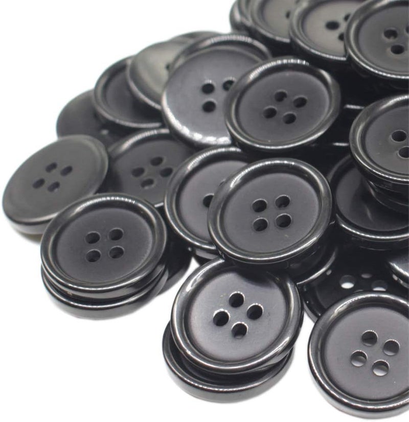 YaHoGa YaHoGa 40PCS 1 15 Inch 30mm Buttons Black Resin Buttons for DIY Sewing Tailor Crafts Coats Clothes Black 30MM - Image 1