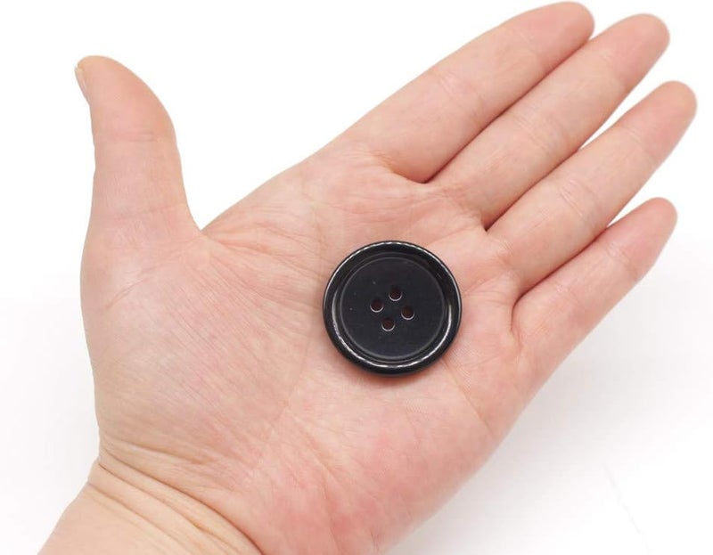 YaHoGa YaHoGa 40PCS 1 15 Inch 30mm Buttons Black Resin Buttons for DIY Sewing Tailor Crafts Coats Clothes Black 30MM - Image 2