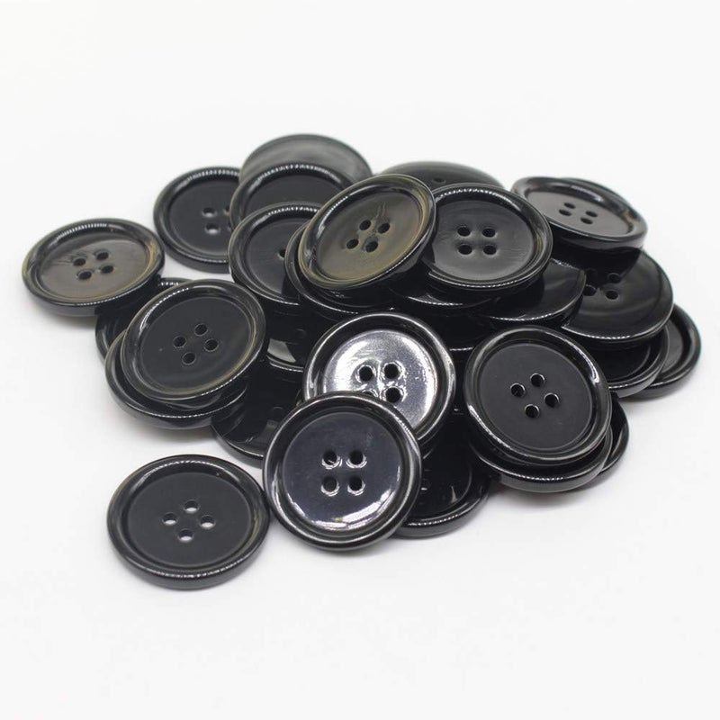 YaHoGa YaHoGa 40PCS 1 15 Inch 30mm Buttons Black Resin Buttons for DIY Sewing Tailor Crafts Coats Clothes Black 30MM - Image 3