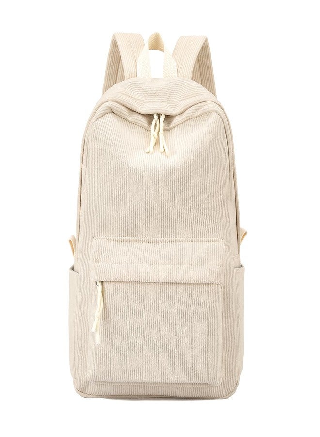 Tanweibago School Backpack for Girls Corduroy Bookbag 16inch Elementary Primary Preschool for Teen Boys Girl Travel Casual Daypacks (Beige) - Image 1